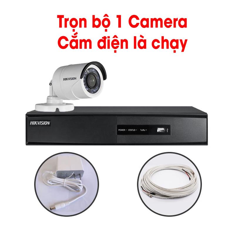 Trọn bộ 1 Camera DS-2CE16C0T-IR + Đầu ghi hình HIKVISION, có sẵn phụ kiện