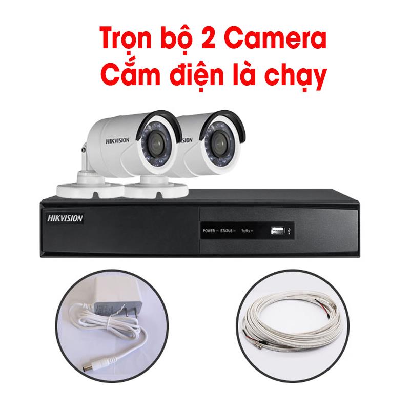Trọn bộ 2 Camera DS-2CE16C0T-IR + Đầu ghi hình HIKVISION, có sẵn phụ kiện